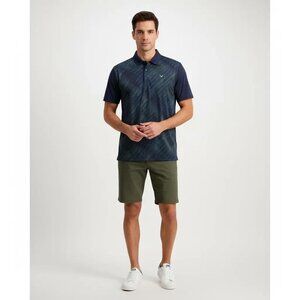 Callaway Opti-Dri Navy Blue Striped Short Sleeve Golf Tee Polo Shirt Size Medium